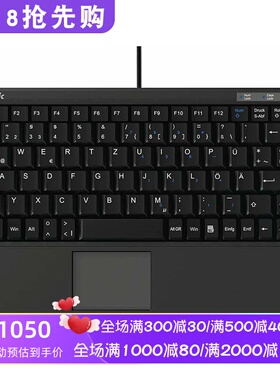 Keysonic KB-ACK-540U+有线键盘 迷你 带触摸板 办公 德语布局 黑