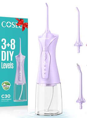 COSLUS C30洁牙器 冲牙器 4种模式300ML大容量水箱 IPX7防水 紫色