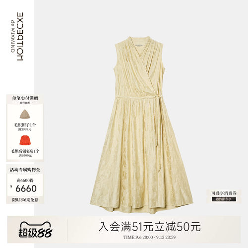例外亚麻女连衣裙混纺女装显瘦