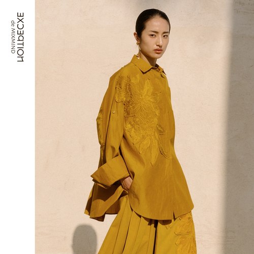 长袖丝棉EXCEPTION春季绣花宽松