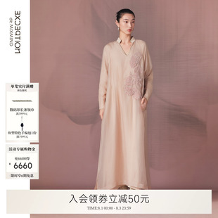 EXCEPTION例外女装2026春季新品桑蚕丝裁片绒线绣花小立领连衣裙