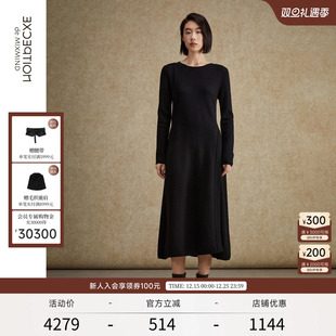 EXCEPTION例外女装 连衣裙羊毛保暖缩绒处理圆领裙子长裙女 秋冬款