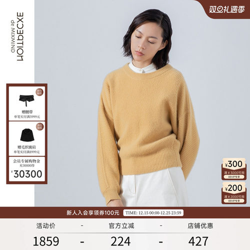 EXCEPTION工艺直身圆领羊绒毛衣