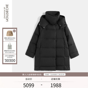 EXCEPTION例外女裝 寬松連帽白鵝絨黑色羽絨服棉服中長款 秋冬新款