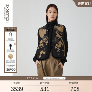 EXCEPTION例外女装 复古羊毛丝绒绣花马甲背心外套 春秋款