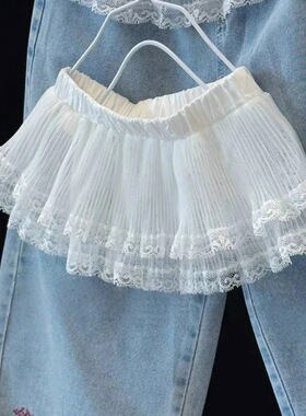 2025夏季新款韩版童装女童白色拼接时尚半身裙女宝宝洋气百搭裙子