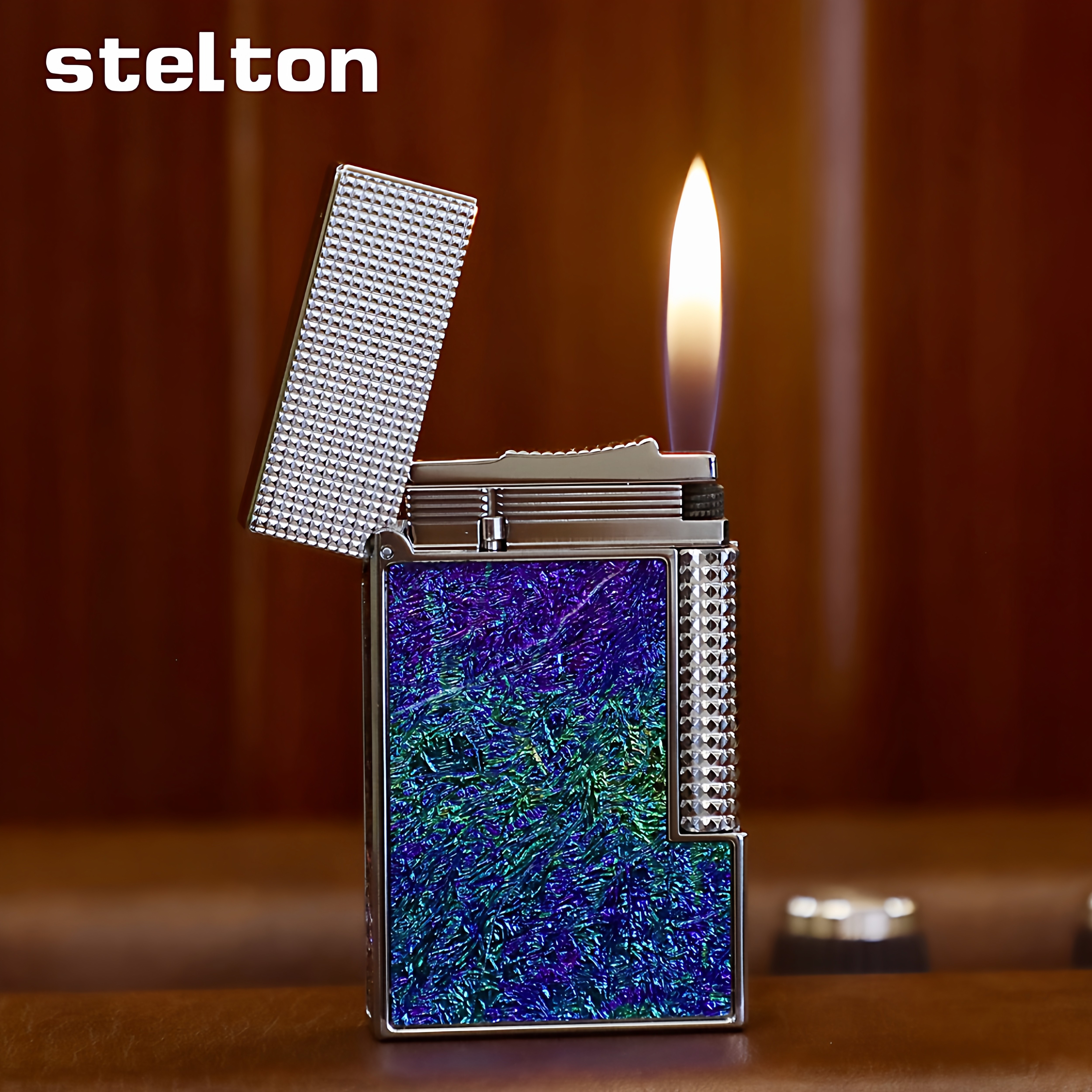 丹麦Stelton斯特腾朗声充气打火机侧滑砂轮炫彩蓝紫高端个性礼物