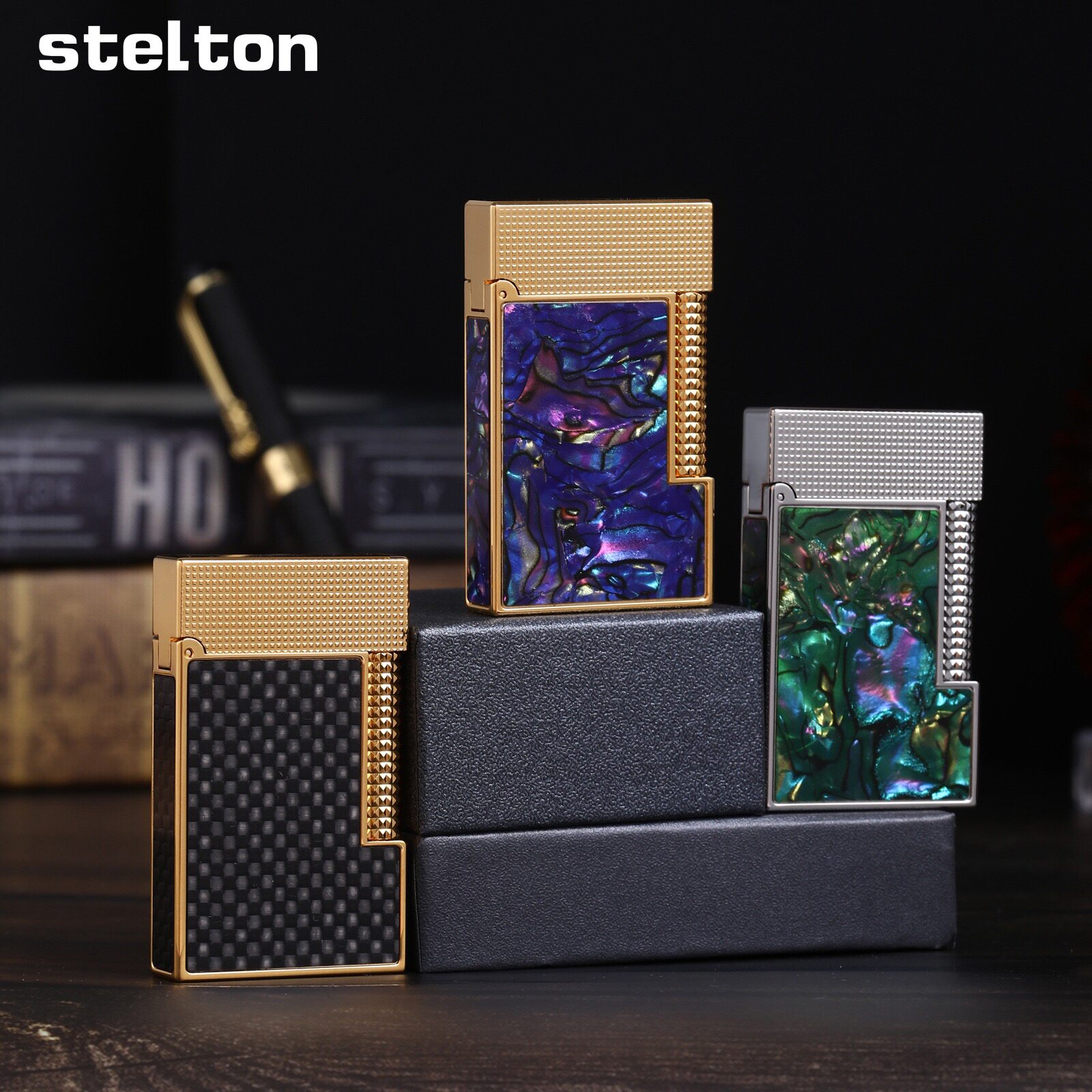 stelton斯特腾朗声打火机充气复古侧滑砂轮四面彩贝高端个性礼物
