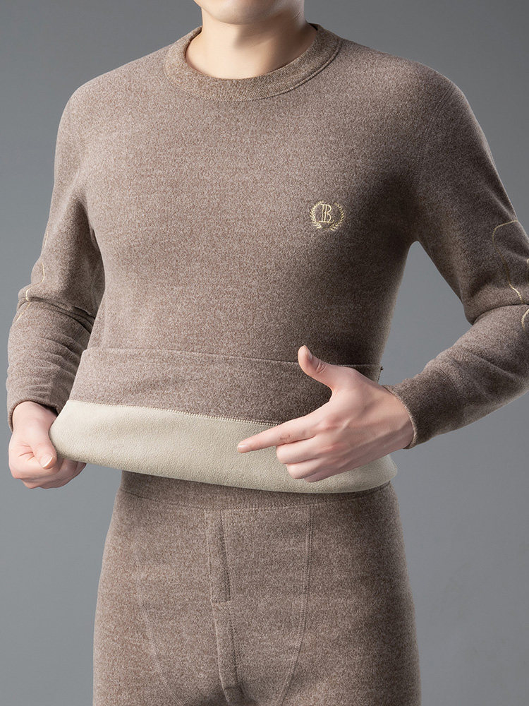 2025秋冬季保暖内衣男加绒加厚中老年秋衣秋裤套装男款上衣可外穿