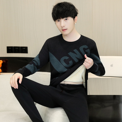 2025冬季保暖内衣男款套装加绒加厚青少年秋衣秋裤纯棉上衣可单穿