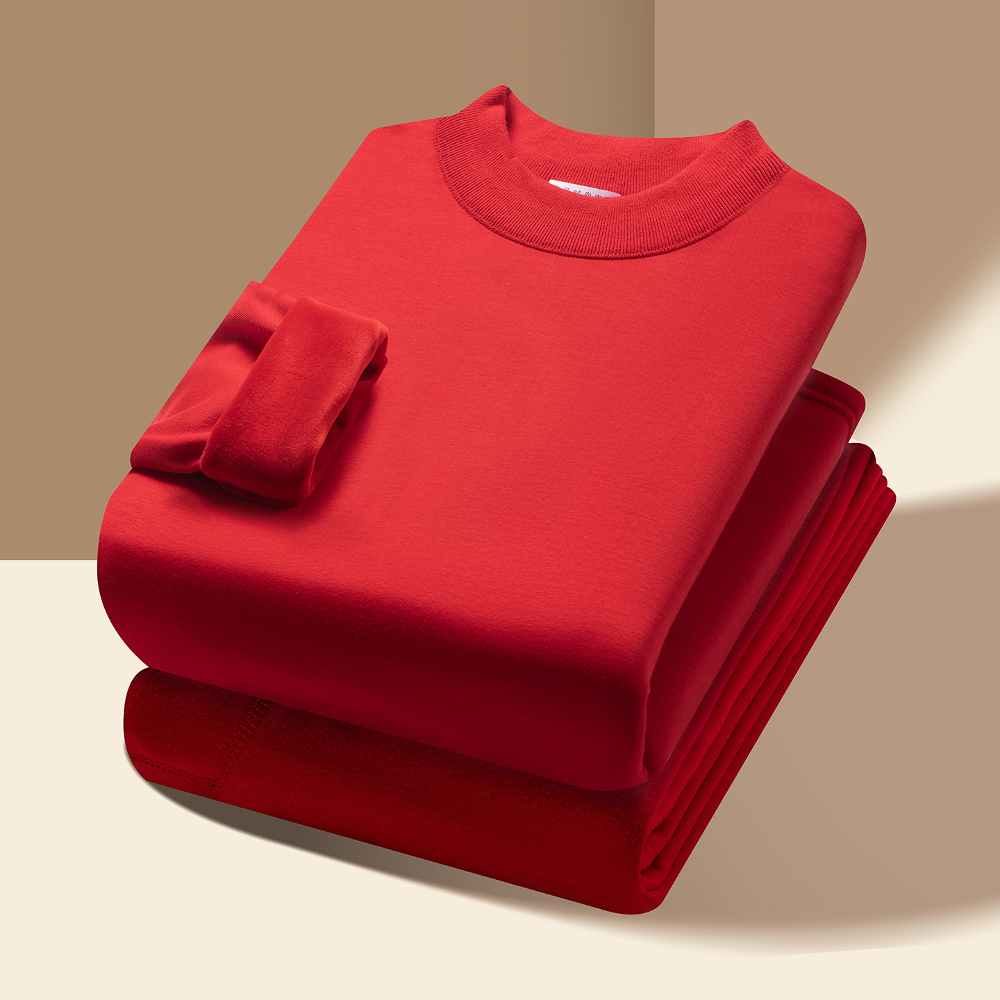 德绒双面磨毛保暖内衣套装男士纯色半高领秋衣秋裤加绒薄款棉毛衫