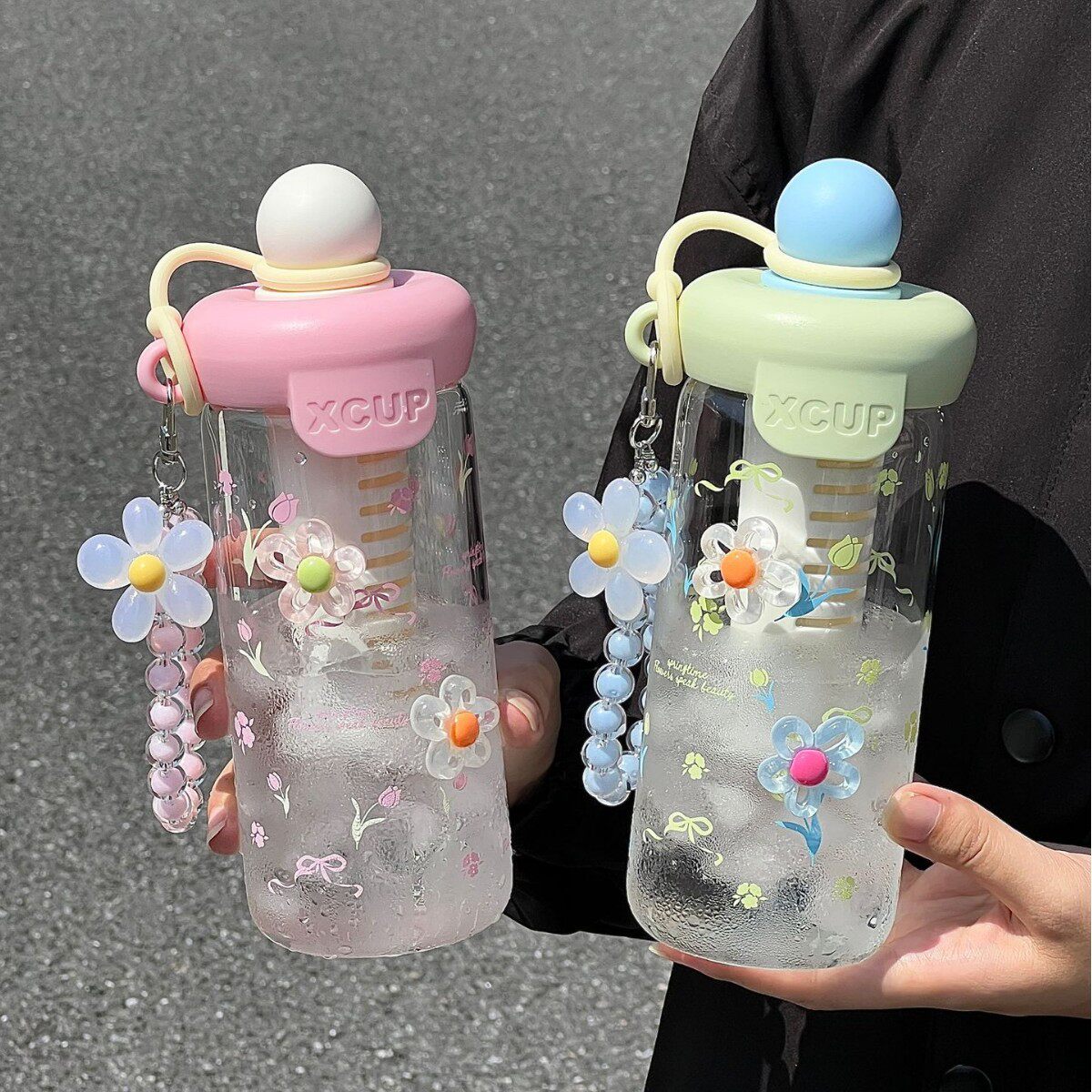 高颜值小花耐高温滤网吸管杯