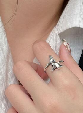 原创设计眯眼小狐狸戒指灵狐戒子招桃花仙狐尾戒开口纯银食指戒女
