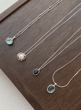 S925纯银月光石珍珠锁骨链防过敏