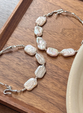 未晚女纯银巴洛克珍珠半镯手链