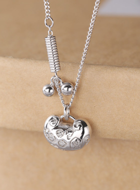 未晚纯银锁骨链女招财平安锁项链