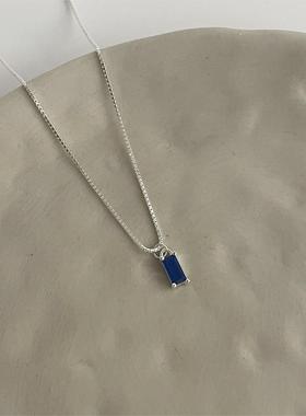 雍程蓝色锆石纯银盒子链项链超值