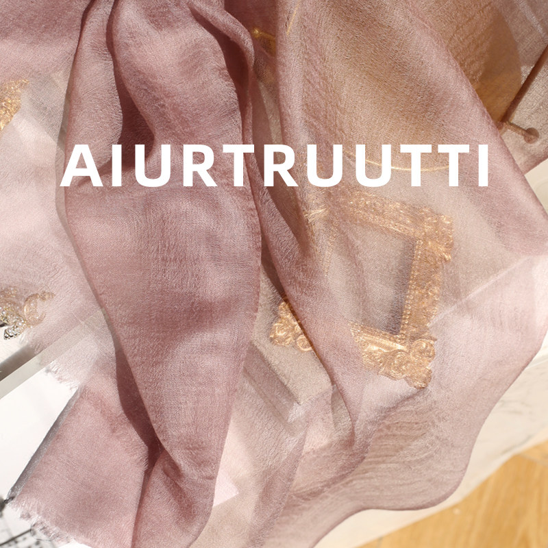 AiurtRuutti意式戒指绒宠粉春夏披肩大方巾 纯羊绒轻薄围巾外搭丝