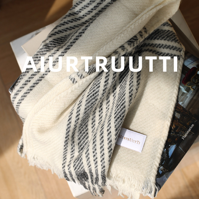 Aiu意式纯羊绒洒脱男女格纹围巾
