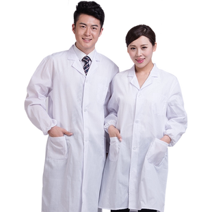 纯棉白大褂长袖医生服男女医师服实验服食品厂学生实验室短工作服