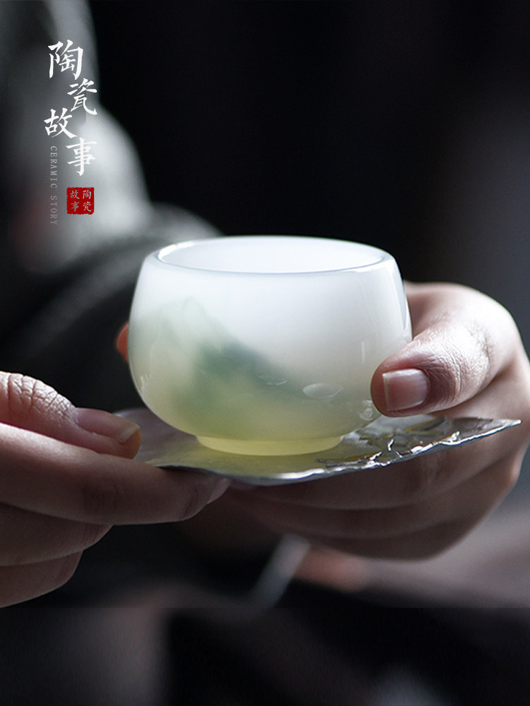 陶瓷故事功夫茶杯主人杯品茗杯琉璃小茶杯子玉瓷个人杯茶盏茶具