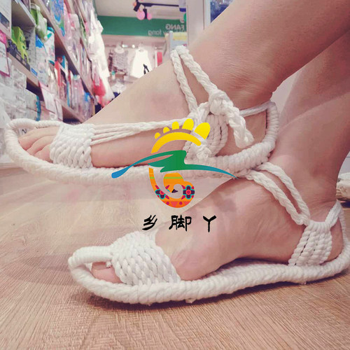 潮流防滑透气同款复古风布草鞋
