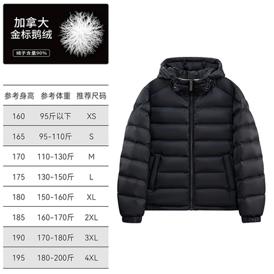 蒙口羽皇冬季男女可穿连帽中厚款加拿大奢鹅90鹅绒轻奢羽绒服805