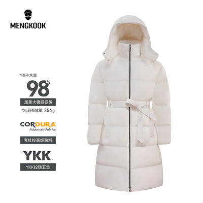 蒙口羽皇加拿大奢鹅98鹅绒女考杜拉面料YKK拉链中长款羽绒服9036