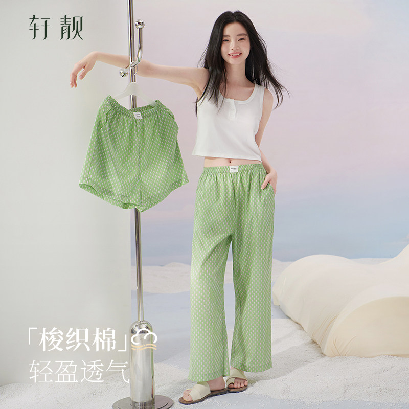 轩靓夏季梭织纯棉女士睡裤图片