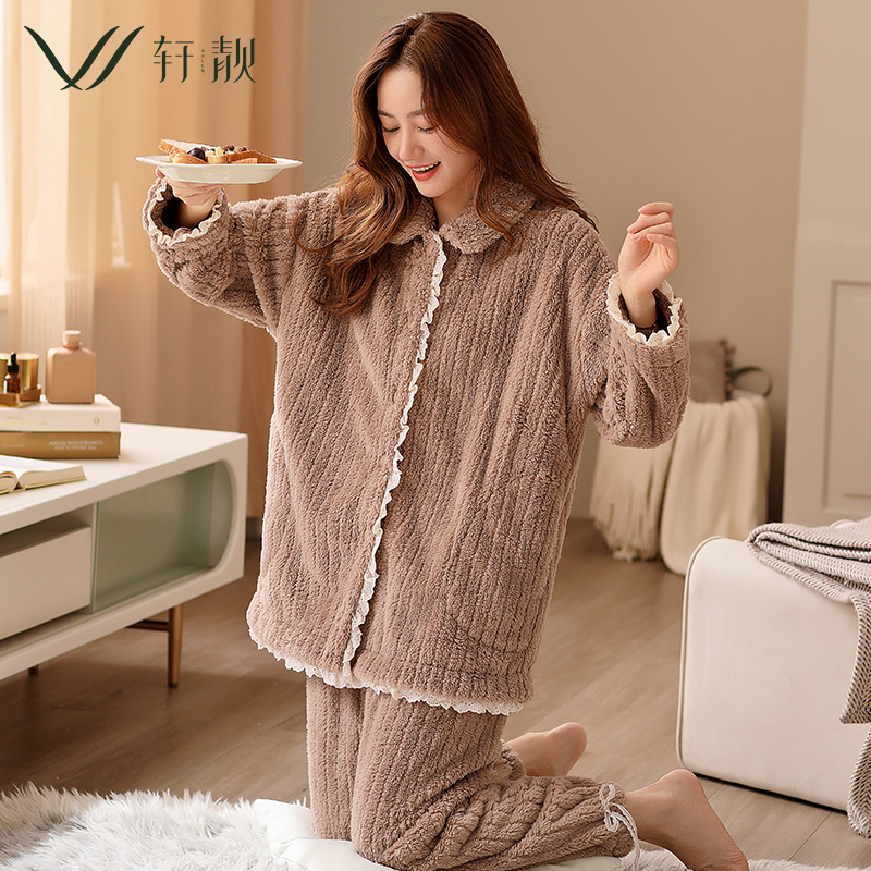 冬季款女士居家法兰绒套装