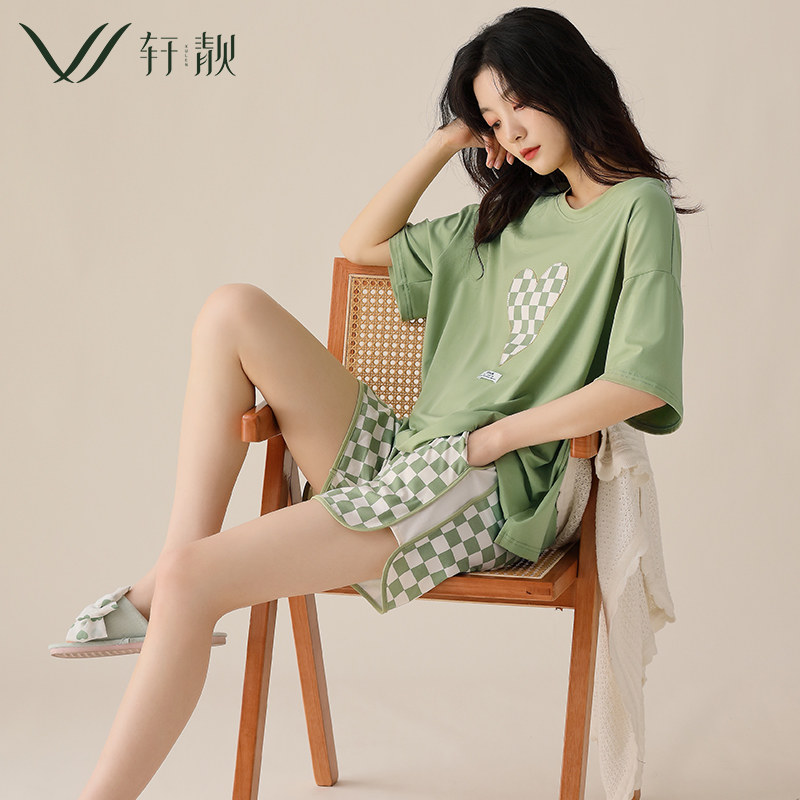 2022新款睡衣女士夏季薄款纯棉短袖短裤夏天可外穿家居服大码套装