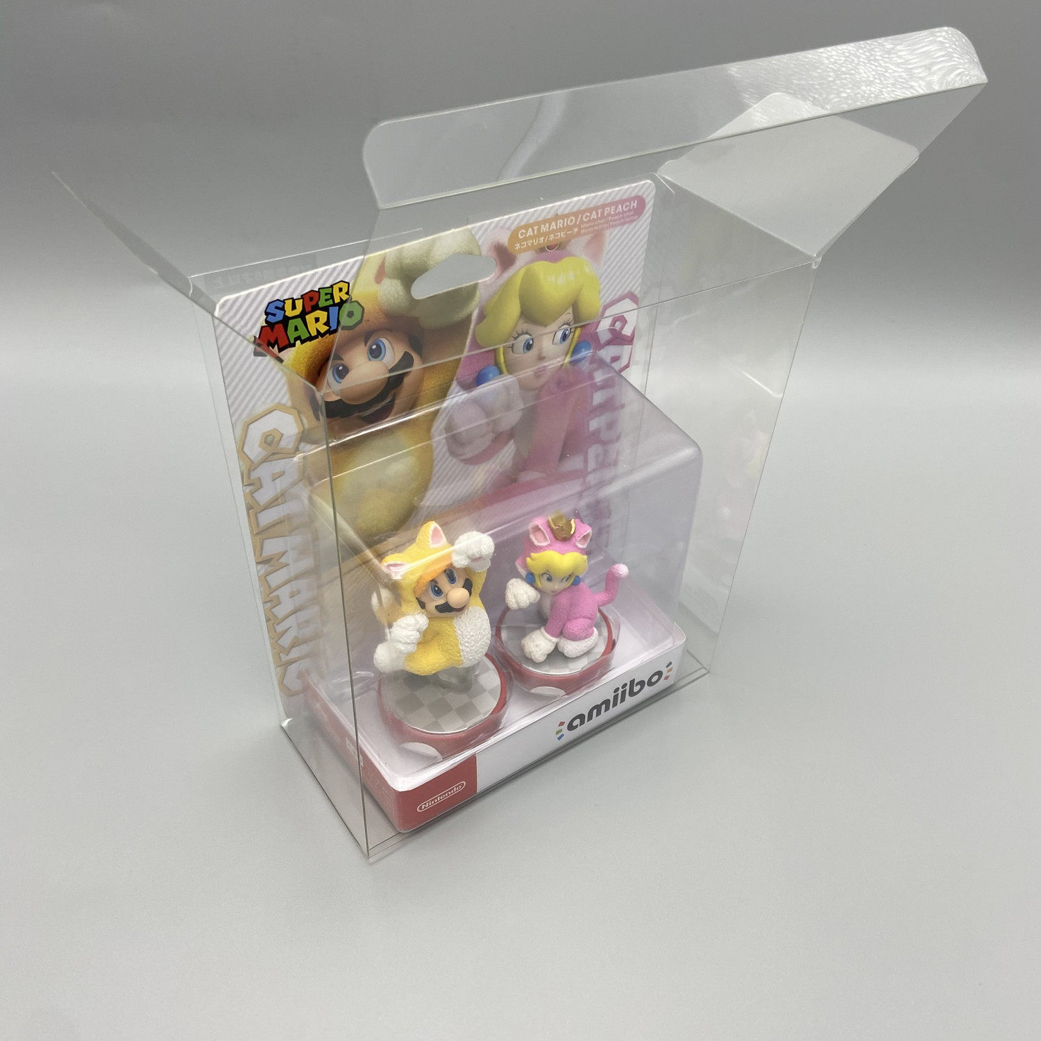 AMIIBO 고양이 마리오 고양이 공주 복숭아 콤보 세트 디스플레이 박스 보관 상자 투명 컬렉션 상자