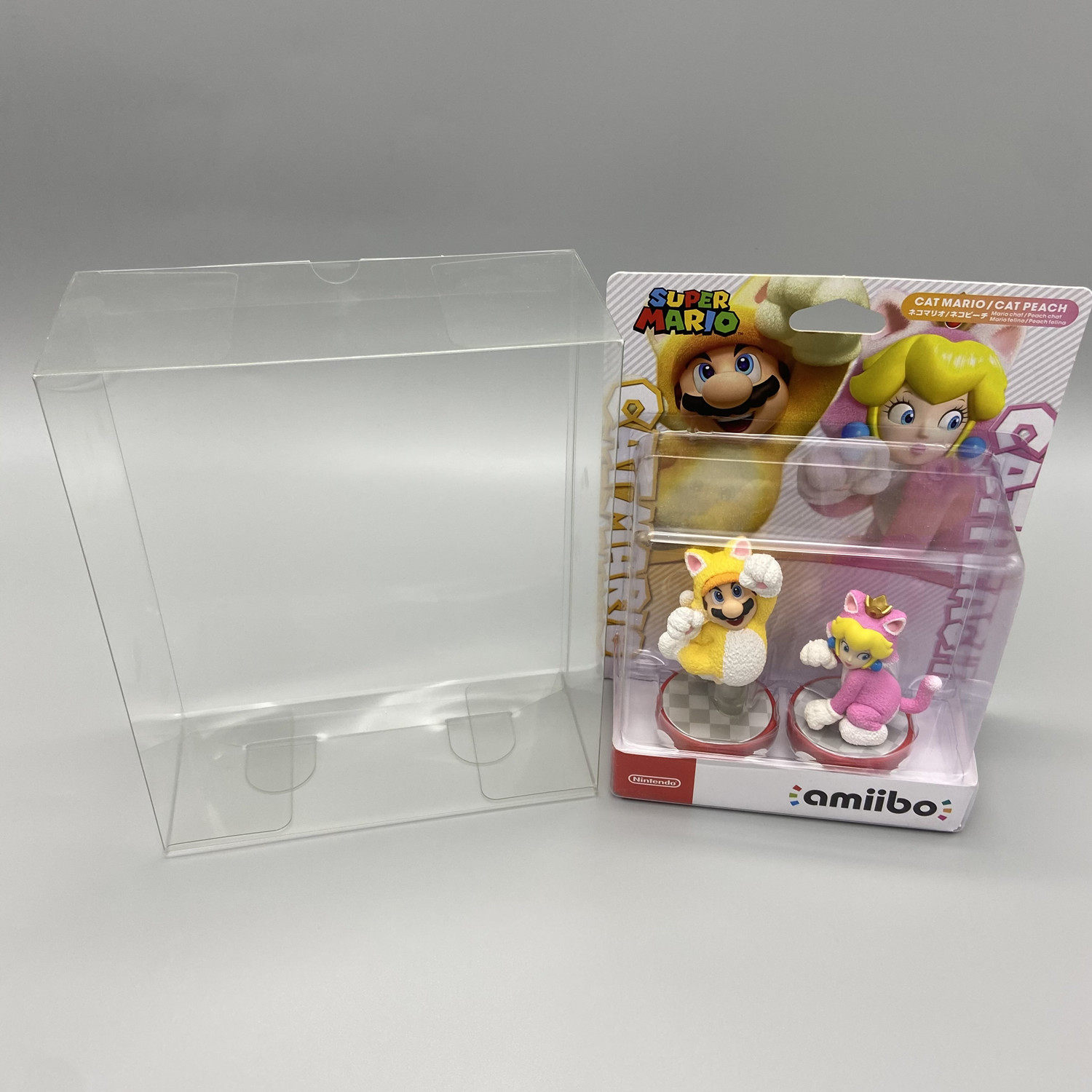AMIIBO 고양이 마리오 고양이 공주 복숭아 콤보 세트 디스플레이 박스 보관 상자 투명 컬렉션 상자
