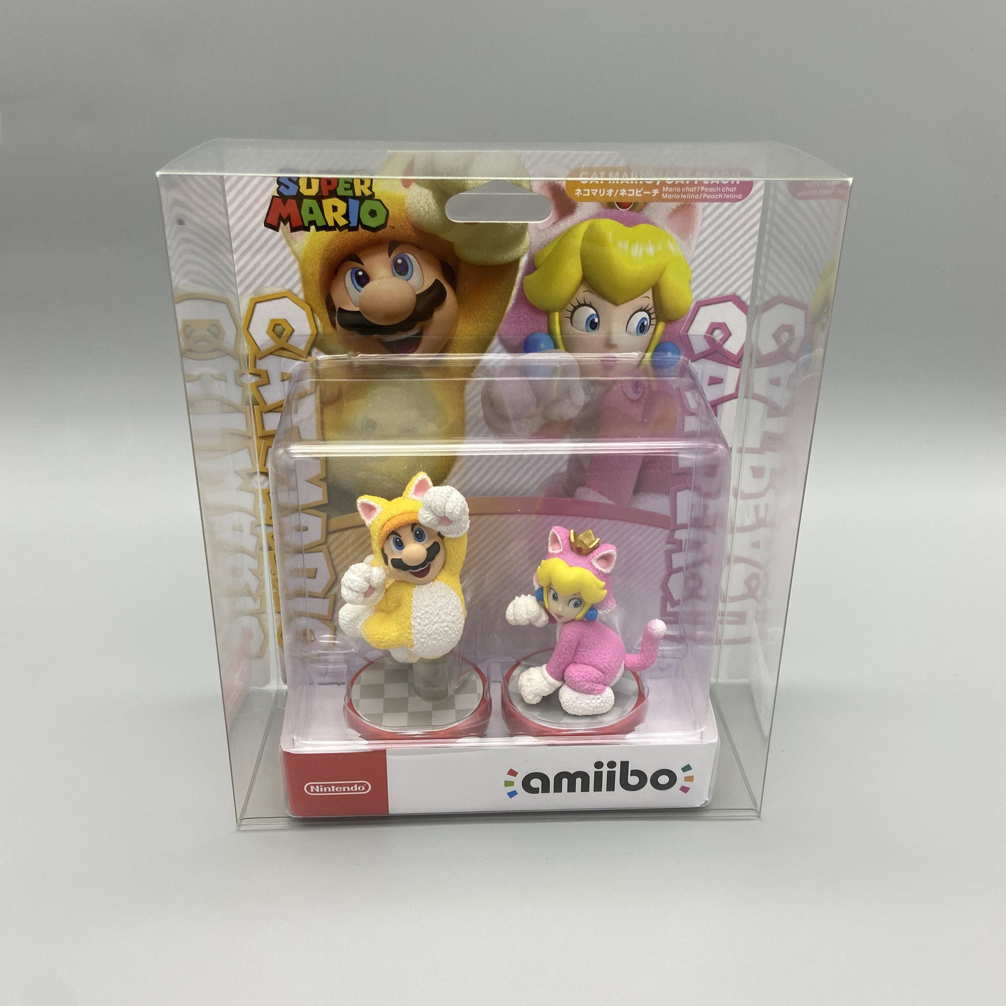 AMIIBO 고양이 마리오 고양이 공주 복숭아 콤보 세트 디스플레이 박스 보관 상자 투명 컬렉션 상자