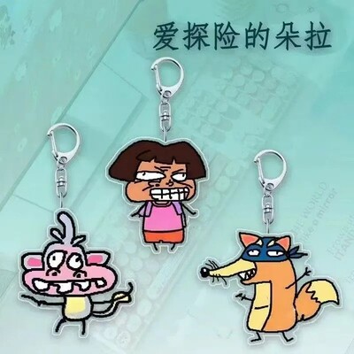 创意爱探险的朵拉周边亚克力钥匙扣抽象包包挂件饰品送同学闺蜜