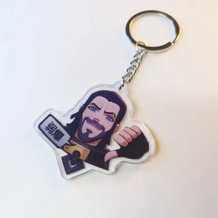 笑哭我了恶搞LOL表情亚克力钥匙扣英雄联盟成就标志金克斯小挂件