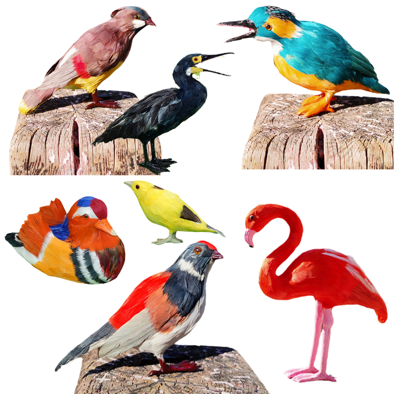 仿真鸟乌鸦黄鹂鸬鹚装饰摆件