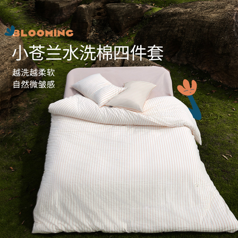 小苍兰绣花水洗棉床单款北欧风