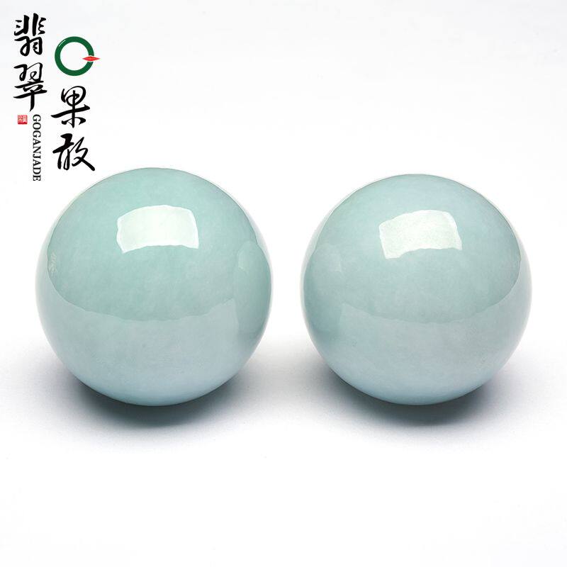 st1281玉版纳翡翠 淡绿翡翠圆珠把件玉石玉器珠子把玩手把件