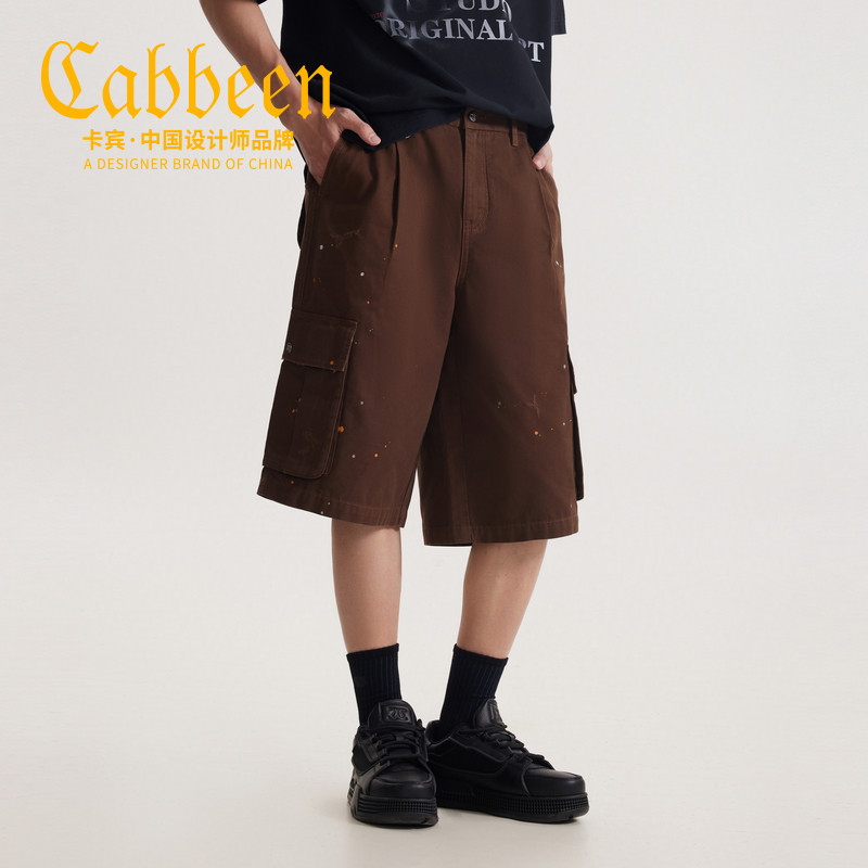 卡宾男装 染色洗水宽松直筒牛仔休闲短裤夏季新款商场同款