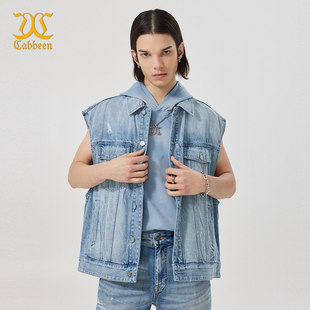 无袖 卡宾商场同款 牛仔马甲男春夏百搭休闲潮牌外套 纯棉宽松