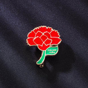 母亲节胸针精致时尚感女士服装配饰别针合金滴油红色花朵胸针