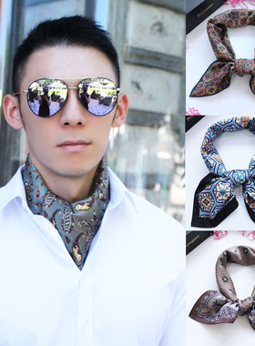 2025新品双面异彩香云纱男款70方巾丝巾高级感衬衫配饰护颈围脖