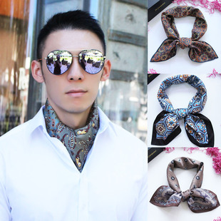 配饰护颈围脖 70方巾丝巾高级感衬衫 2025新品 双面异彩香云纱男款