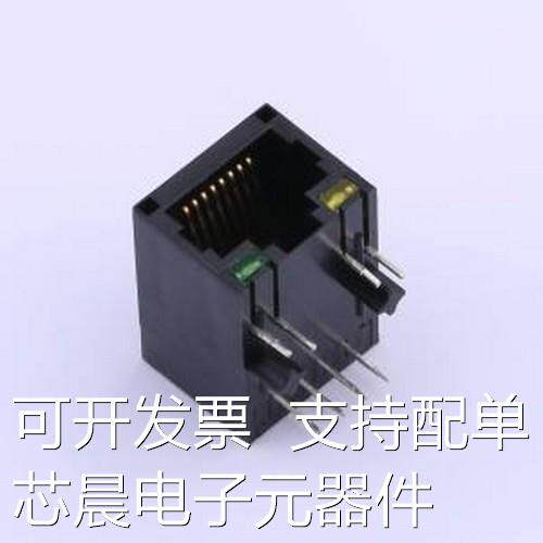 X01AB002KA2WD 以太网连接器(RJ45 RJ11) RJ45 弯插 带LED 插件原