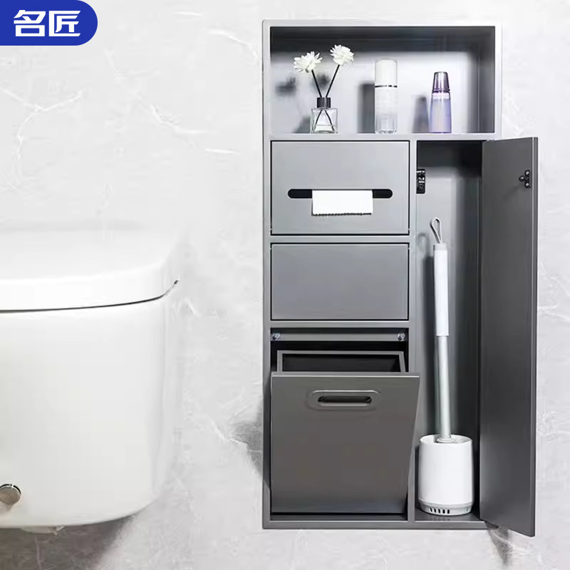 不锈钢卫生间壁龛嵌入式马桶多功能垃圾桶浴室多层隔板纸巾盒成品,家装主材,壁龛,淘宝优惠券,粉丝福利购,淘宝优惠卷