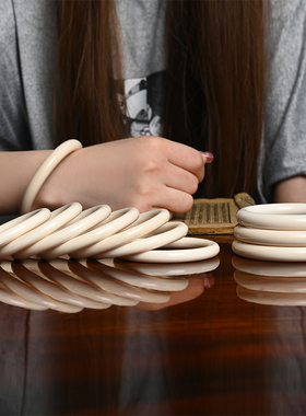 天然猛犸象牙圆条手镯原创民族风