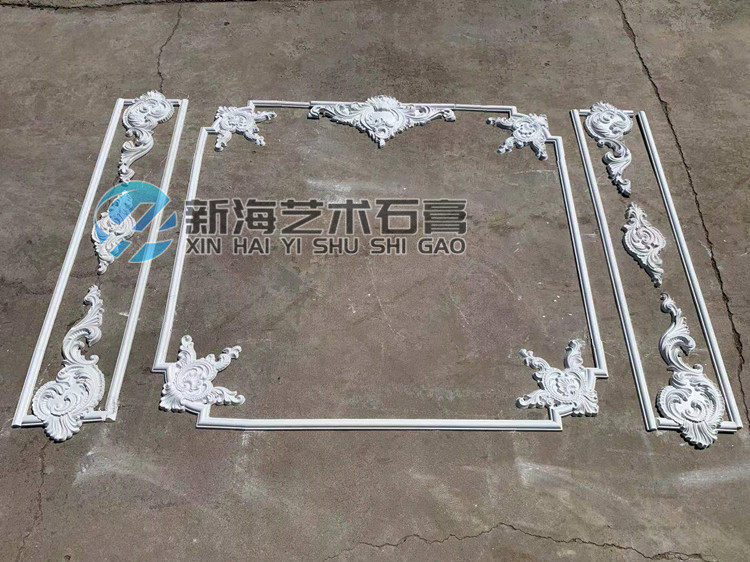欧式法式美式石膏线条吊顶线罗马柱电视沙发背景墙装饰角花浮雕花