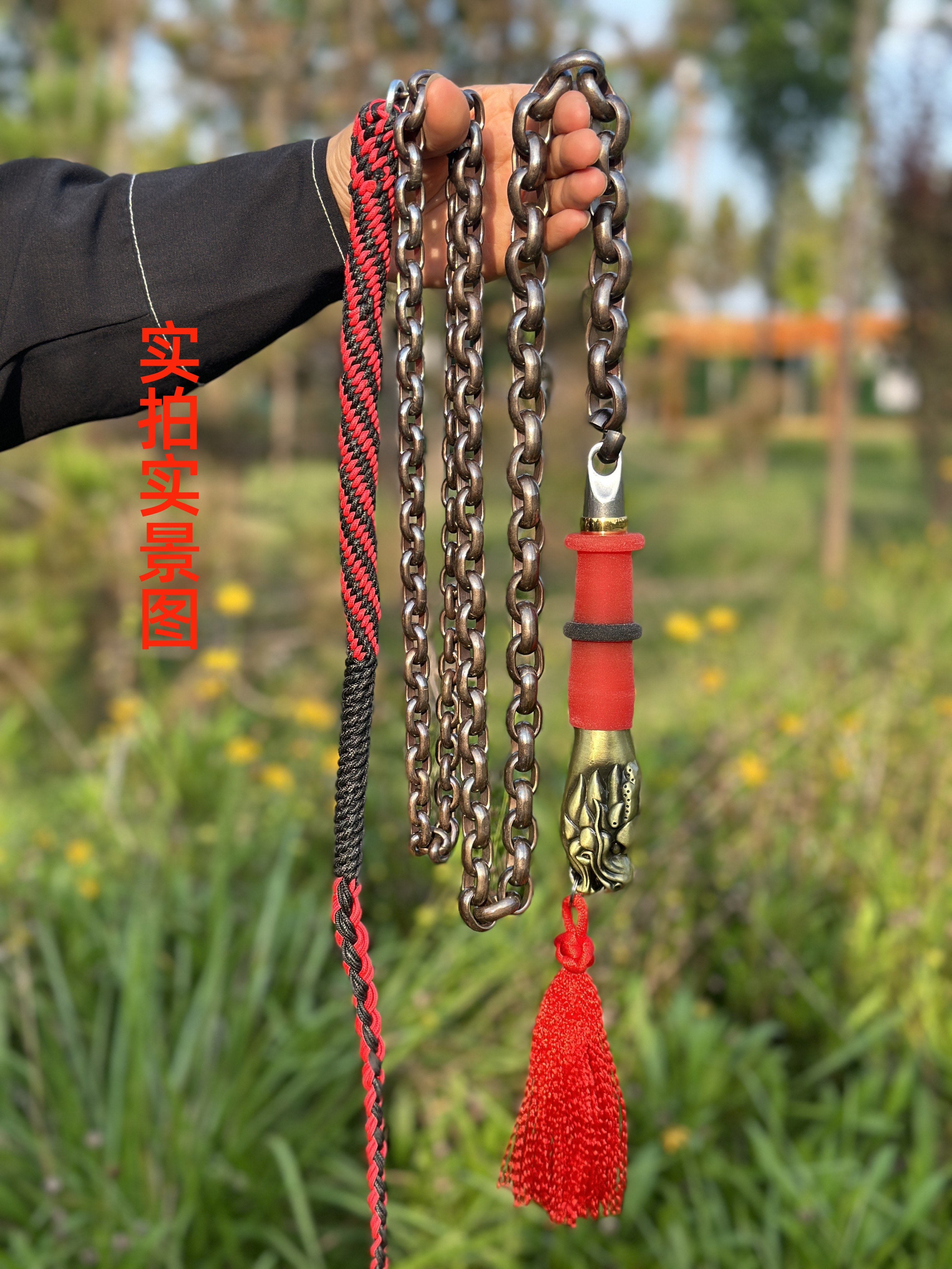 合金轴承钢鞭牛筋把手麒麟鞭响鞭大力马鞭头炫彩钴合金钢健身鞭