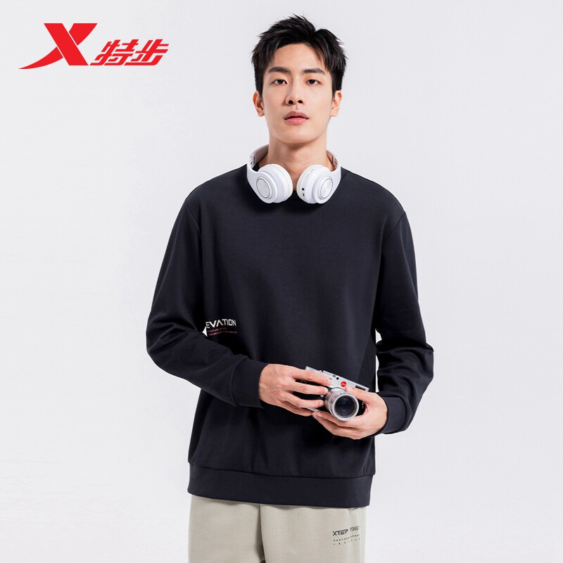 特步卫衣外套男士2025年秋季新款运动休闲宽松套头衫976329920021